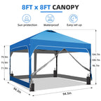 Ainfox 8ft x 8ft Pop Up Canopy Beach Tent with 4 Removable Clear PVC Sidewalls for Events, Parties, Camping