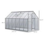 [06X12FT] Heavy-Duty Aluminum Walk-In Greenhouse With Rooftop Vent And Sliding Door (SAK69048)