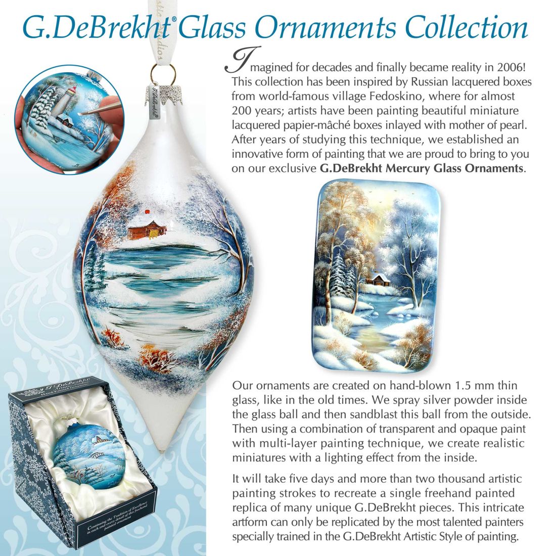 Alaska Boy Polar Bear Glass Ornament by G. DeBrekht - Wildlife Holiday Decor - 744-035
