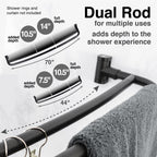 44 in. to 70 in. Double Curved Shower Rod (Matte Black Finish)