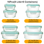 16-Piece Glass Food Storage Containers with Lids – Durable Set
