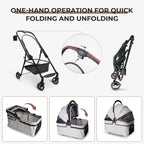 4-Wheel Foldable Pet Stroller for Dogs and Cats