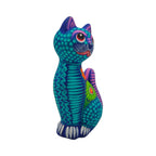 Alebrije Sitting Cat Statue | Hand-Painted Artwork