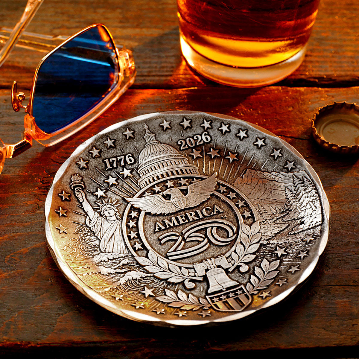 America250 Sea to Shining Sea 4-piece Coaster Set