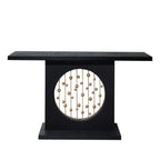 Console Table With Circular Art Decor For Living Room - Multi
