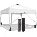 Ainfox 8ft x 8ft Pop Up Canopy Beach Tent with 4 Removable Clear PVC Sidewalls for Events, Parties, Camping