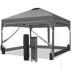Ainfox 8ft x 8ft Pop Up Canopy Beach Tent with 4 Removable Clear PVC Sidewalls for Events, Parties, Camping
