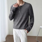 Mens Long-Sleeve T-Shirt Loose-Fit Striped All-Match Top