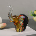 Hand-Blown Art Glass Elephant Sculpture (Amber Millefiori)