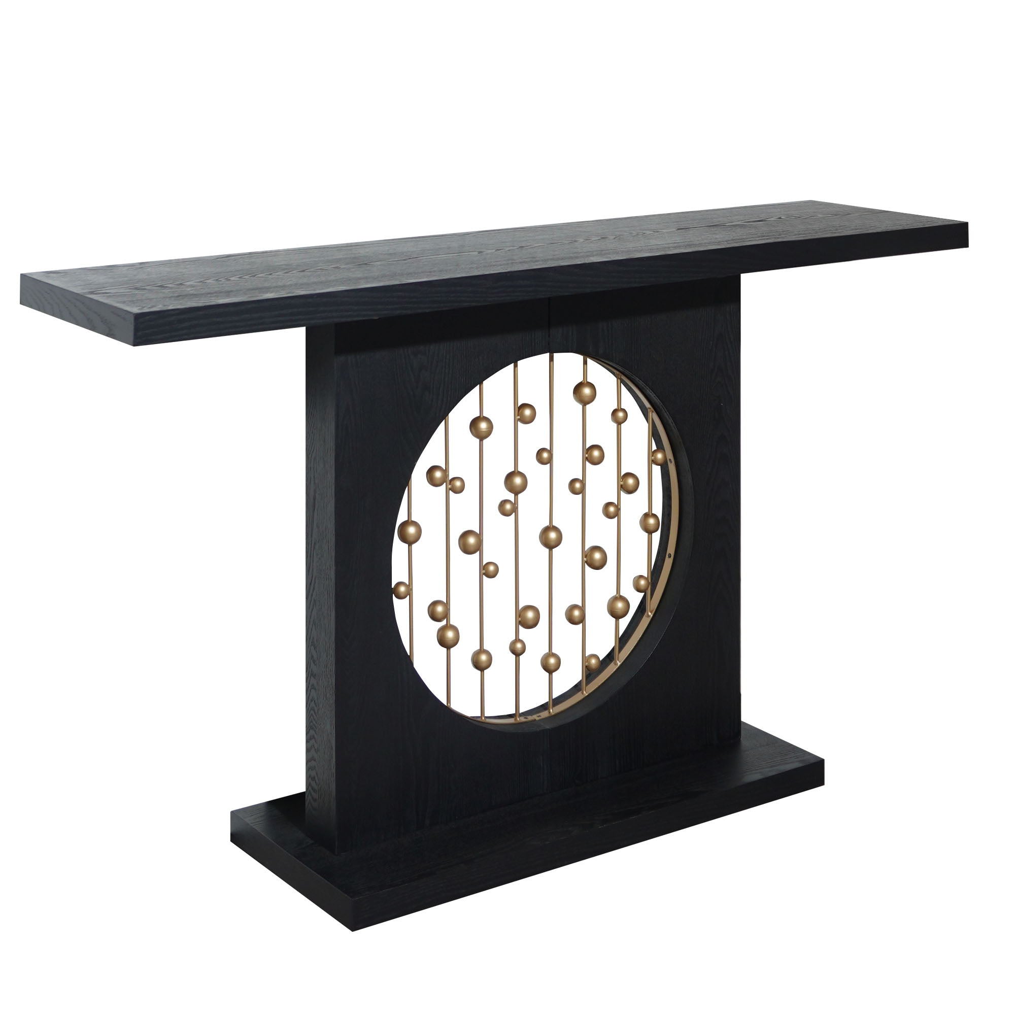 Console Table With Circular Art Decor For Living Room - Multi