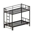Twin Size Metal Pull-Out Bunk Bed with Guardrail and Built-In Ladder