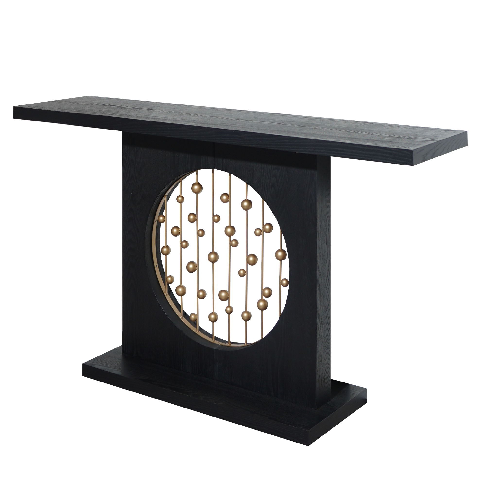Console Table With Circular Art Decor For Living Room - Multi