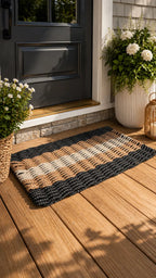 Black, Brown & Tan 5-Stripe Lobster Rope Doormat