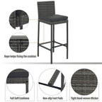 Alora 5-Piece Wicker Patio Bar Set With Cushions & Acacia Table (SAK26801)