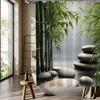 Stone Shower Curtain Quiet Bathroom Decorative Partition