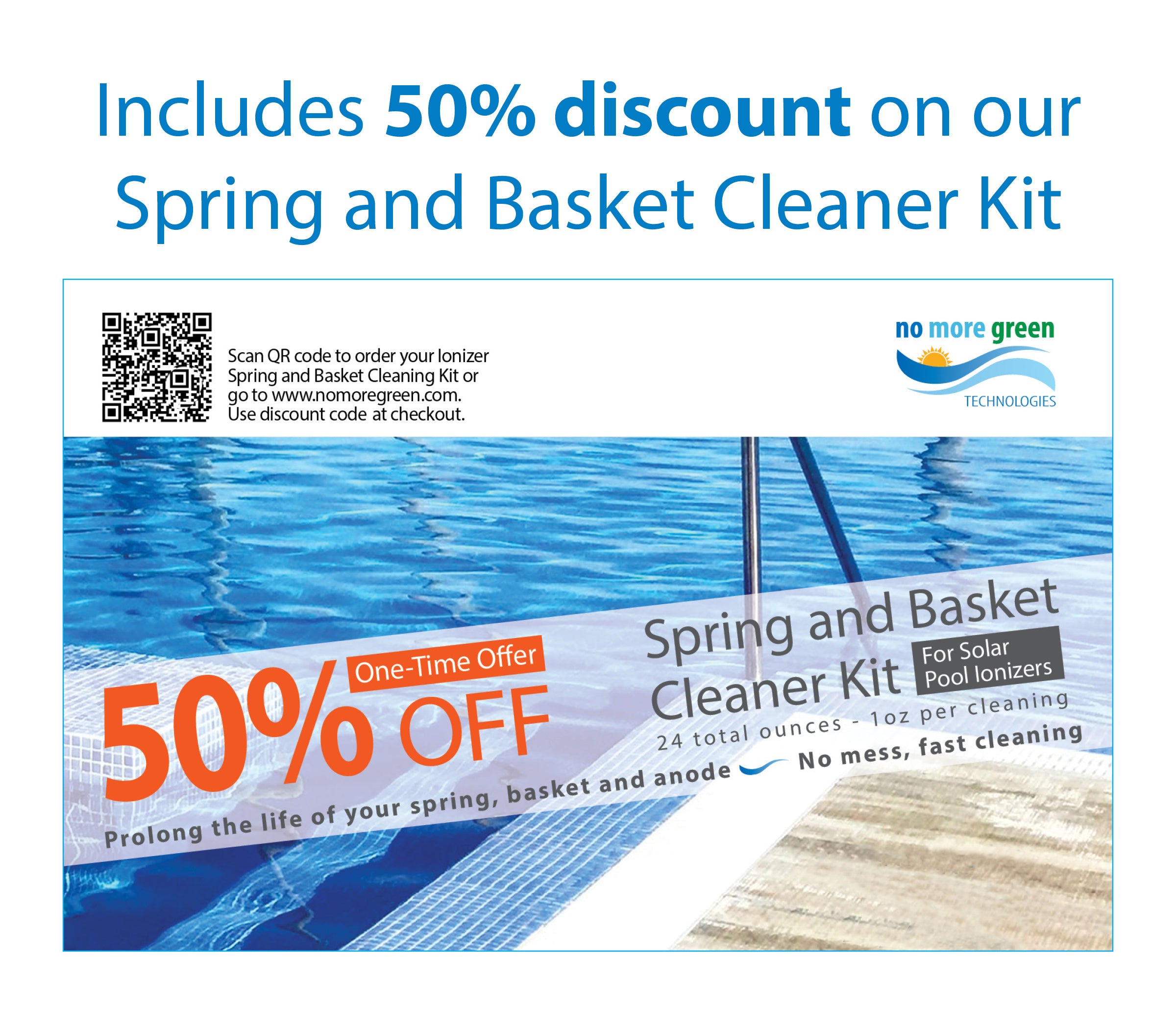 No More Green™ Original Solar Pool Ionizer (Up to 35K Gallons) | Inground & Above Ground Pools | Lifetime Replacement Program
