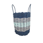 Navy Blue, Gray & Seafoam Five Stripe Rope Basket