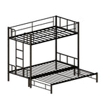 Twin Size Metal Pull-Out Bunk Bed with Guardrail and Built-In Ladder