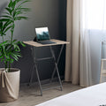 2-piece folding TV tray table without assembly, portable sofa side table, brown and black