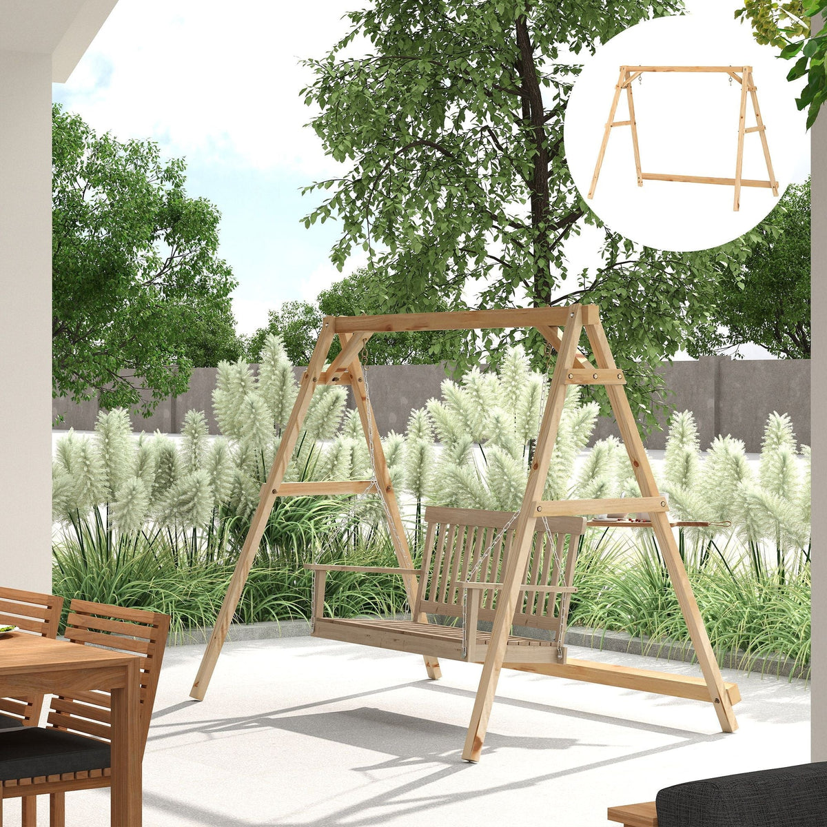 770lbs Porch Swing Frame, Heavy Duty A-Frame Hanging Chair Stand Only with Reinforced Bars for Porch, Garden, Backyard
