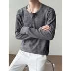 Mens Long-Sleeve T-Shirt Loose-Fit Striped All-Match Top