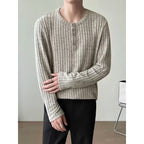 Mens Long-Sleeve T-Shirt Loose-Fit Striped All-Match Top
