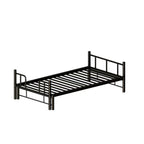 Twin Size Metal Pull-Out Bunk Bed with Guardrail and Built-In Ladder