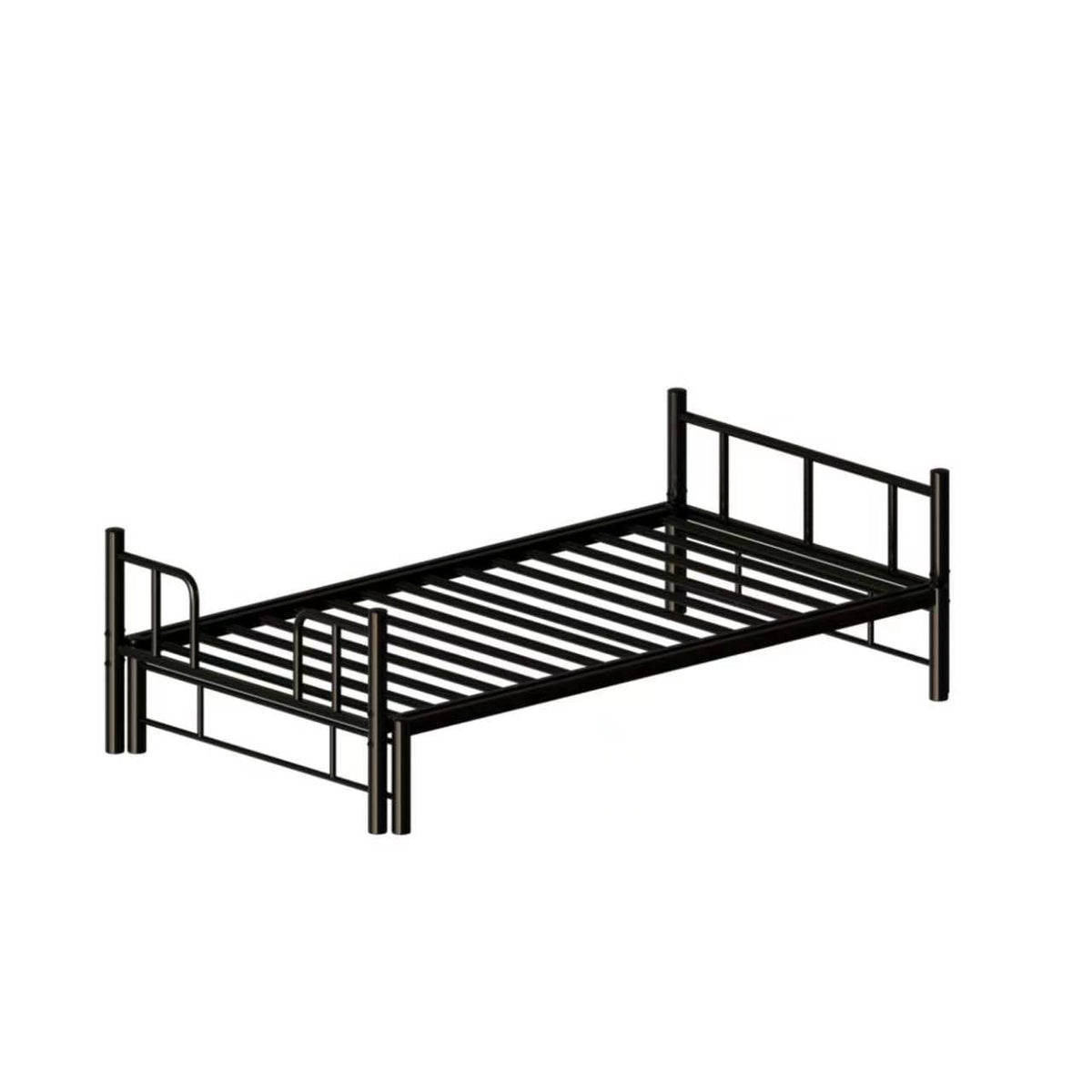 Twin Size Metal Pull-Out Bunk Bed with Guardrail and Built-In Ladder