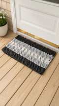 Black, Gray & White 5-Stripe Lobster Rope Doormat