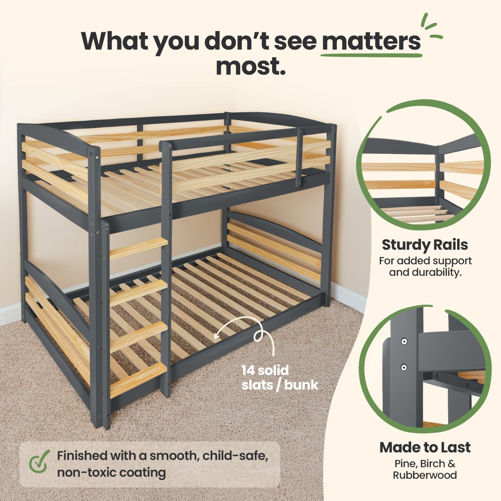 Solid Wood Kids Bunk Bed