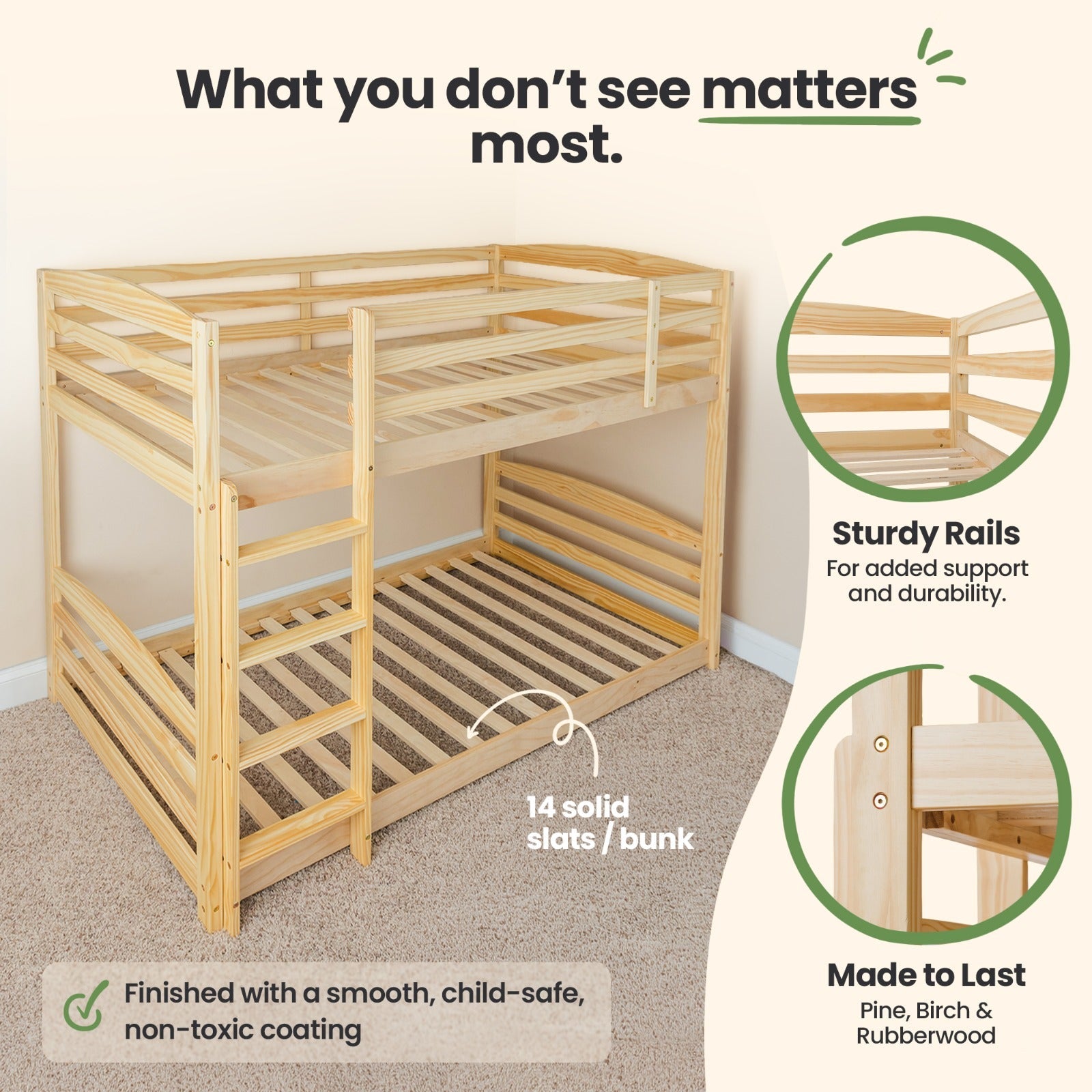 Solid Wood Kids Bunk Bed