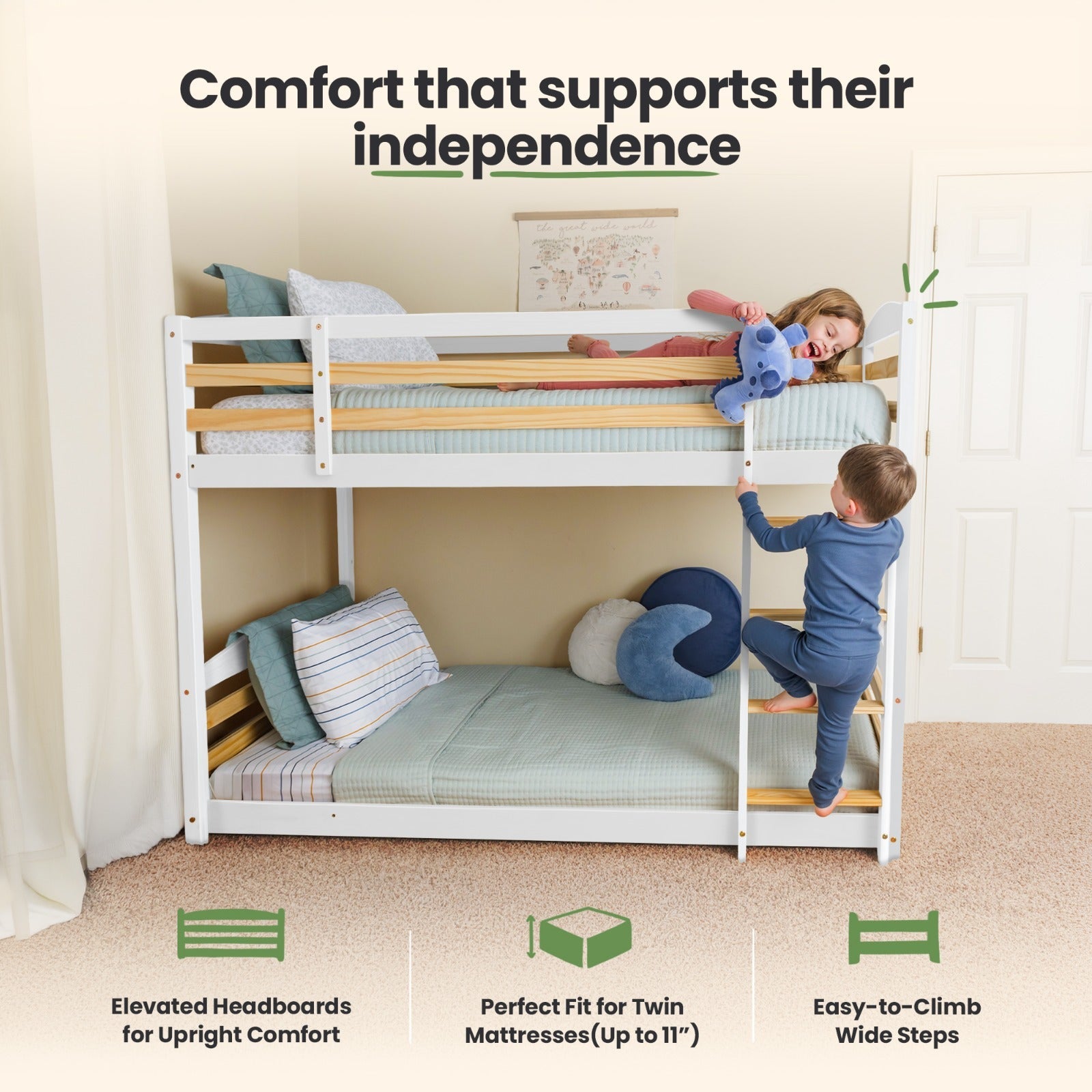 Solid Wood Kids Bunk Bed