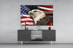 Proud Portrait Waving Flag American Eagle Glass Wall Art