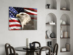 Proud Portrait Waving Flag American Eagle Glass Wall Art