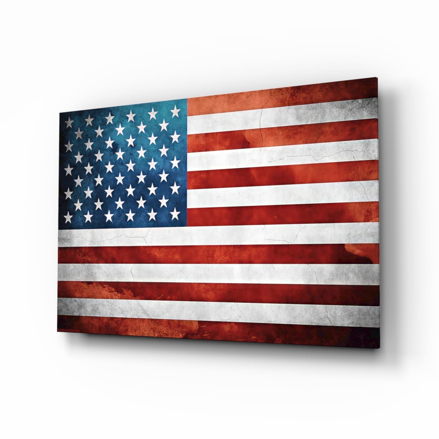 Vintage Watercolor American Flag Glass Wall Art