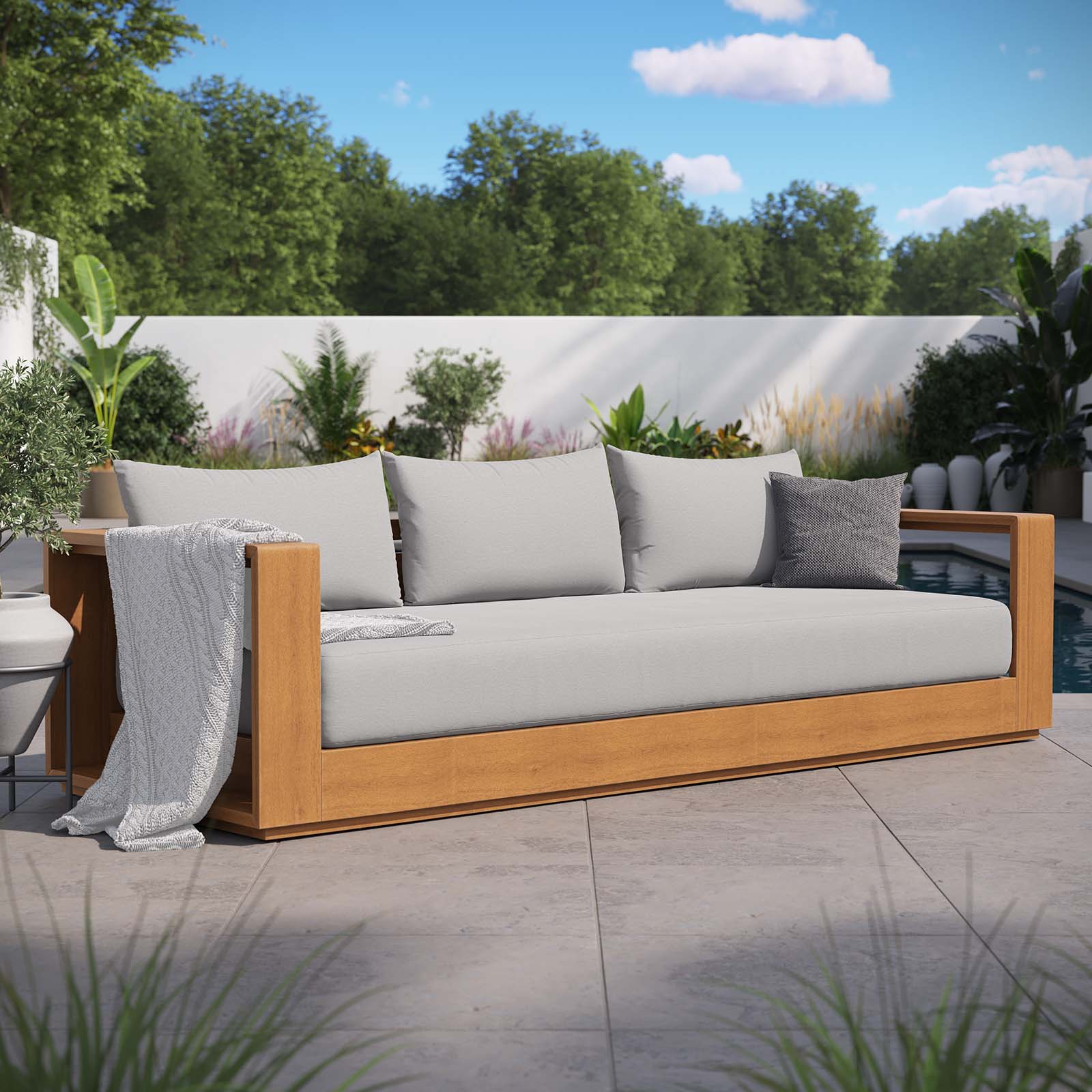 Tahoe Outdoor Patio Acacia Wood Sofa by Modway