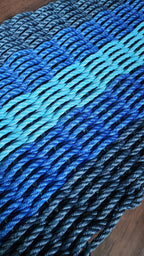 Navy Blue, Blue & Light Blue 5-Stripe Lobster Rope Doormat