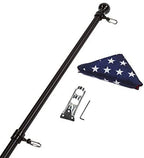 2.5' x 4' American Flag Set – 6' Black Aluminum Spinning Pole & Mounting Bracket | 100% Made in USA