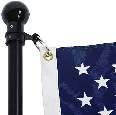 2.5' x 4' American Flag Set – 6' Black Aluminum Spinning Pole & Mounting Bracket | 100% Made in USA