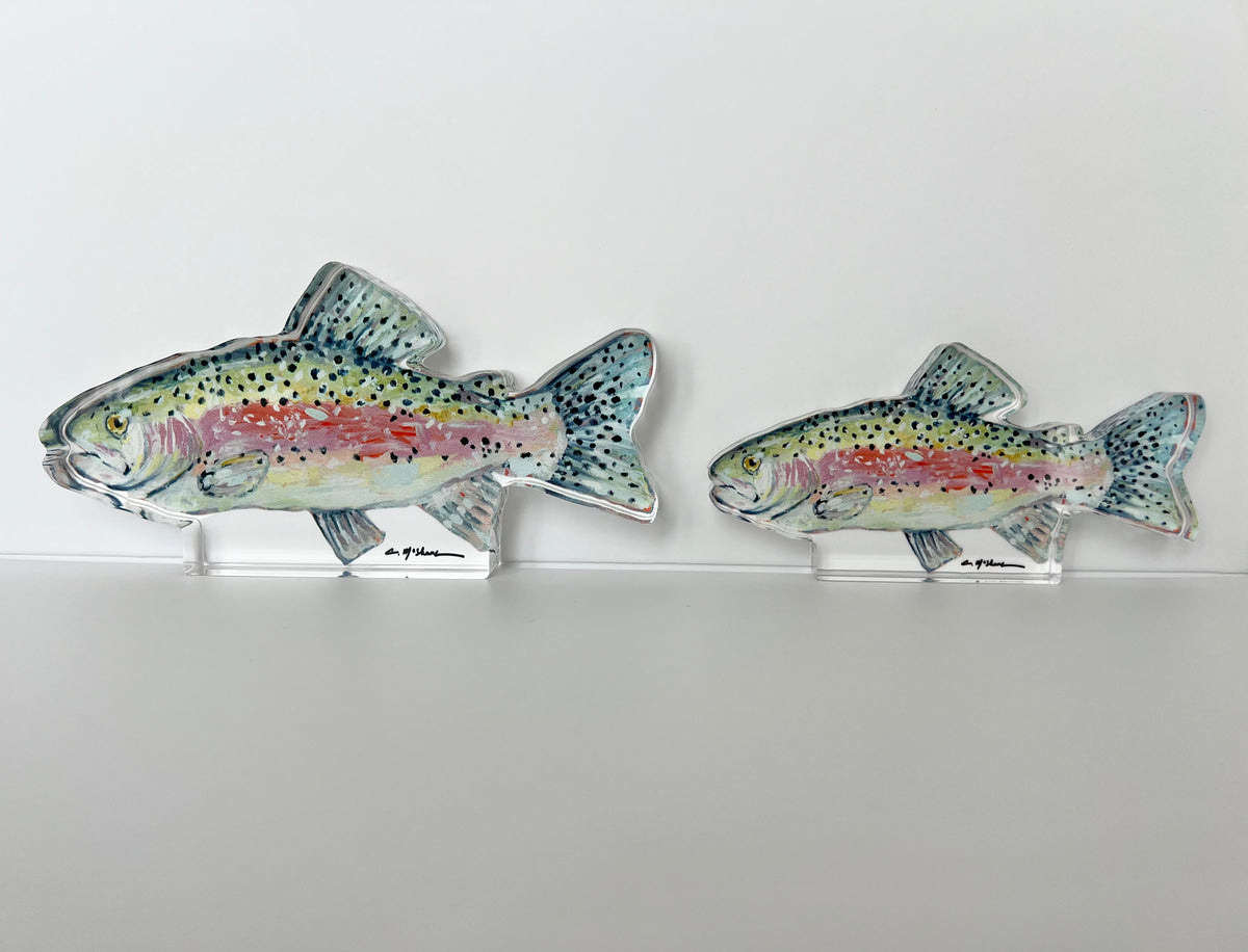Chasing Rainbows Trout Fish Acrylic Tabletop Art