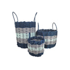 Navy Blue, Gray & Seafoam Five Stripe Rope Basket
