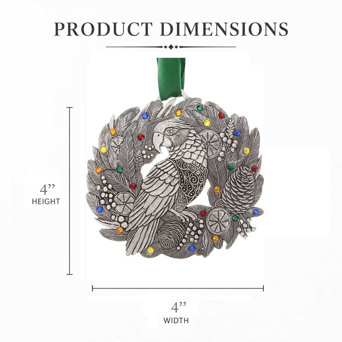 Merry Parrot Ornament with Crystals (Aluminum)