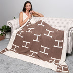 H Patterned Reversible Throw Blanket Jewelry