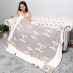 H Patterned Reversible Throw Blanket Jewelry