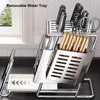 Stainless Steel Kitchen Knife Holder Multifunctional Knife Storage Organizer Cutlery Rack Pot Lid Rack Cutting Board Racks