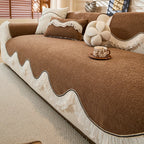 All-Season Use Elegant Pet-Friendly Sofa Cover with Ruffled Edges Non-Slip Ideal for Home, Office, and Living Room Decor