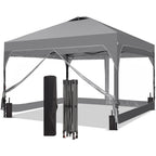 Ainfox 8ft x 8ft Pop Up Canopy Beach Tent with 4 Removable Clear PVC Sidewalls for Events, Parties, Camping