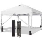 Ainfox 8ft x 8ft Pop Up Canopy Beach Tent with 4 Removable Clear PVC Sidewalls for Events, Parties, Camping