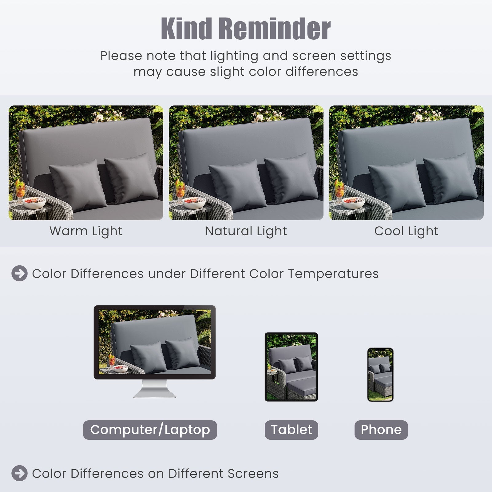 Patio Wicker Loveseat Sofa with Multipurpose Ottoman and Retractable Side Tray