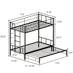 Twin Size Metal Pull-Out Bunk Bed with Guardrail and Built-In Ladder